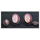 4- Mixed Rings Size 6-8.5, .925 Silver 1.03 ozt