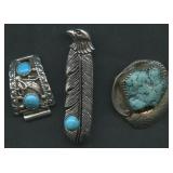 3- Mixed Native American Pendants .925 Silver .61