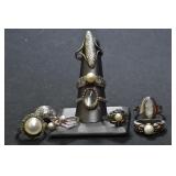 9- Mixed Rings Size 4-10.5, .925 Silver 1.03 ozt