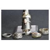 8- Mixed Rings Size 6-9, .925 Silver 1.01 ozt TW