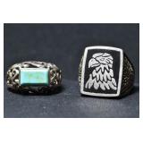 2- Mixed Rings Size 8 & 11.5, .925 Silver .61 ozt