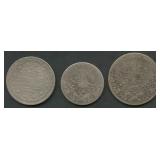 (2.04 ozt TW) 3- Mixed Japan Silver Coins