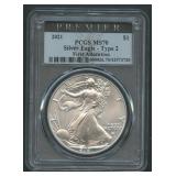 2021 Type 2 ASE Silver Eagle PCGS MS 70