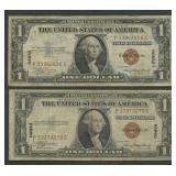 2- 1935 $1 Silver Certificates Hawaii FR-2300