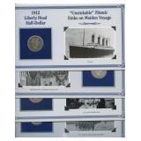 4- Mixed Date Barber Halves on Littleton Cards