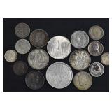 (2.50 ozt TW) 16- Mixed Foreign .833 Silver Coins