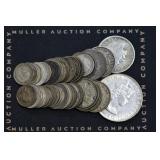 (4.04 ozt TW) 40- Mixed Foreign .500 Silver Coins