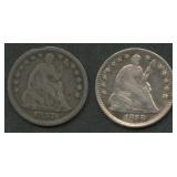 1857 and 1858 Seated Liberty Half Dimes
