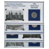 4- Mixed Date Barber Halves on Littleton Cards