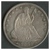 1854-O Arrows Seated Liberty Half Dollar