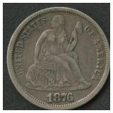 1876-CC Seated Liberty Dime