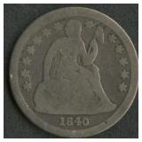 1840 Seated Liberty Dime With Drapery