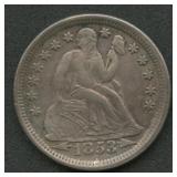 1853 With Arrows Seated Liberty Dime