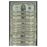 17- Mixed 1934 and 1953 $5 Silver Certificates