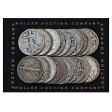 Roll of Mixed Walking Liberty Half Dollars
