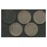 5- 1888 Liberty Head V Nickels