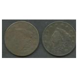 1822 and 1825 Coronet Head Large Cents
