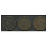 3- Mixed Coronet Head Large Cents