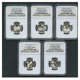 5- 2009-S Silver Quarters NGC PF 70 Ultra Cameo