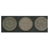 3- Mixed Type 1 Three-Cent Silver Pieces