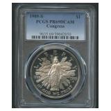 1989-S Congress Commem $1 PCGS PR69DCAM