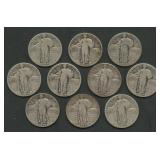 10- Mixed Standing Liberty Quarters