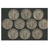 10- Mixed Standing Liberty Quarters