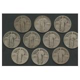 10- Mixed Standing Liberty Quarters
