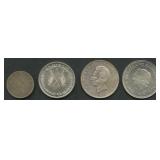 (2.67 ozt TW) 4- Mixed Foreign Coins .720 Silver