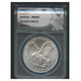 2021 Type II  ASE Silver Eagle ANACS MS 69