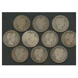 10- Mixed Liberty Head Barber Quarters