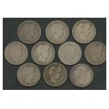 10- Mixed Liberty Head Barber Quarters