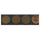 4- Mixed Lincoln Head Cents Planchet Errors