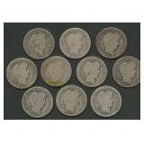 10- Mixed S-Mint Liberty Head Barber Dimes