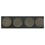 4- Mixed Three-Cent Silver Pieces