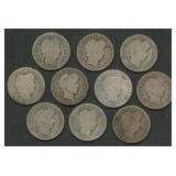 10- Mixed O-Mint Liberty Head Barber Dimes
