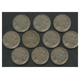 10- Mixed 1913-D and S Type I Buffalo Nickels