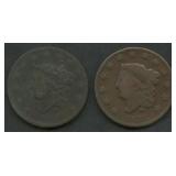 2- 1831 Coronet Head Large Cents