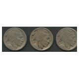 3- 1921-S Buffalo Nickels