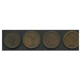 4- 1853 Braided Hair Large Cents