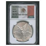2024 Mo Mexico 1 Onza Silver NGC MS 69
