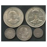 (2.28 ozt TW) 5- Mixed Foreign Coins .900 Silver