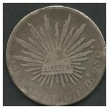 1839 Cap & Rays 8 Reales .903 Silver 0.87 ozt TW