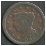 1847 Braided Hair Large Cent