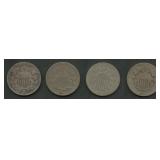4- Mixed Shield Nickels