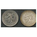 (1.44 ozt TW) 2- Mexico 1968 Olympics .720 Silver