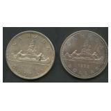 (1,50 ozt TW) 2- Canada Dollars .800 Silver