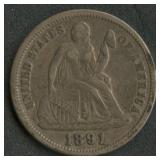 1891 Seated Liberty Dime
