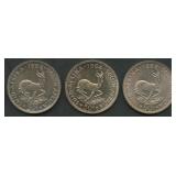 (2.72 ozt TW) 3- South Africa 50 Cents .500 Silver