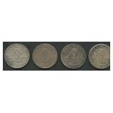 (2.54 ozt TW) 4- Phillipines 1 Peso .800 Silver